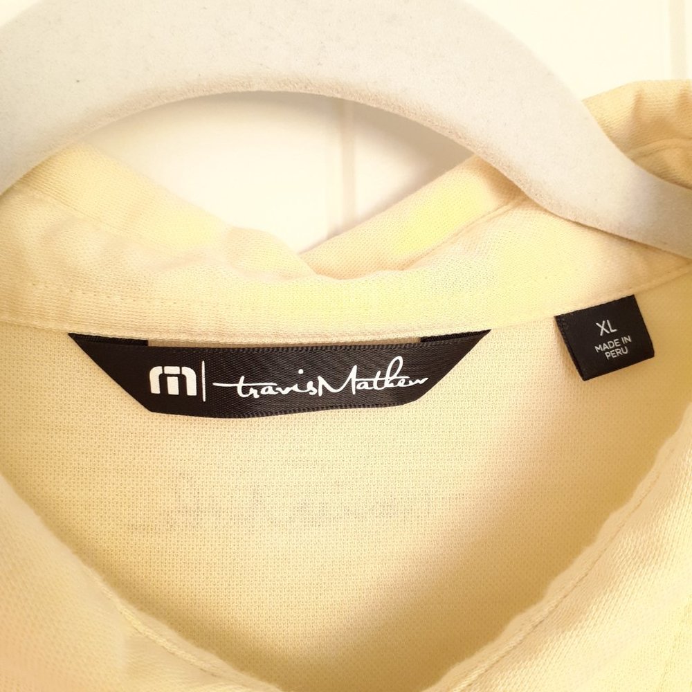 Travis Mathew Pit Boss Polo in Heather Pale Sunset Yellow Size XL - Picture 3 of 13